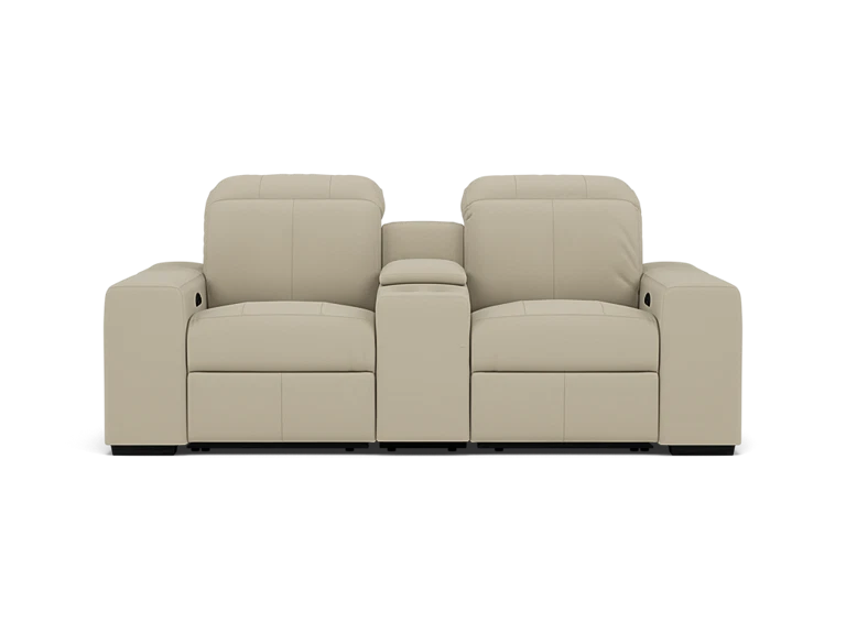 Farrah Leather Power Headrest Zero Gravity Reclining Console Loveseat
